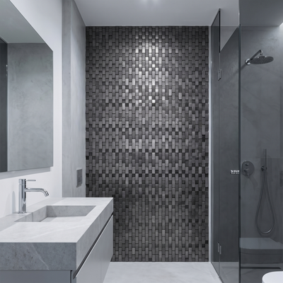 Brick 3D Graphite Peel & Stick Splashback | 30×29.8 cm | Self-Adhesive Mosaic Tile