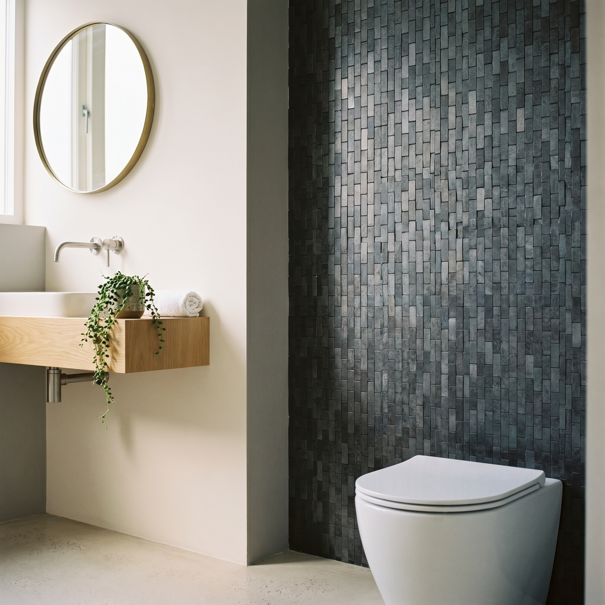 Brick 3D Graphite Peel & Stick Splashback | 30×29.8 cm | Self-Adhesive Mosaic Tile