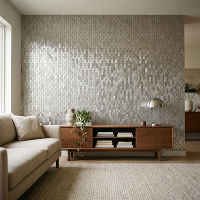 Brick 3D Silver Peel & Stick Splashback | 30×29.8 cm | Self-Adhesive Mosaic Tile
