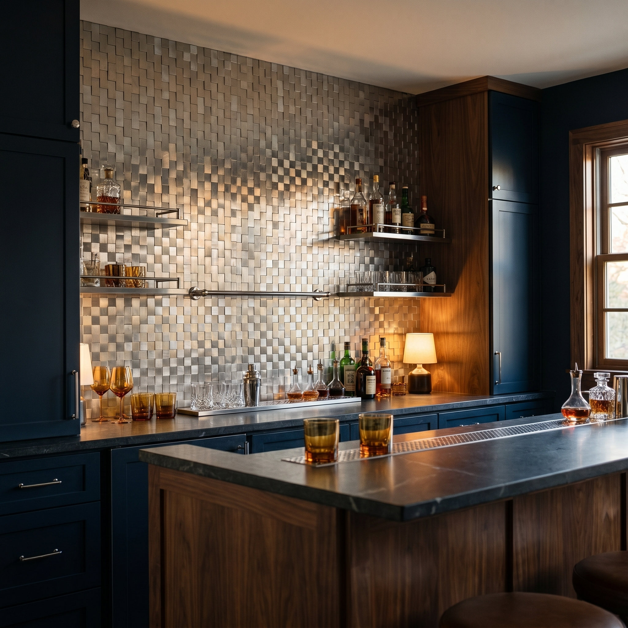 Brick 3D Silver Peel & Stick Splashback | 30×29.8 cm | Self-Adhesive Mosaic Tile