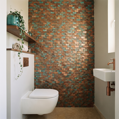 Brick 3D Patina Copper Peel & Stick Splashback | 30×29.8 cm | Self-Adhesive Mosaic Tile