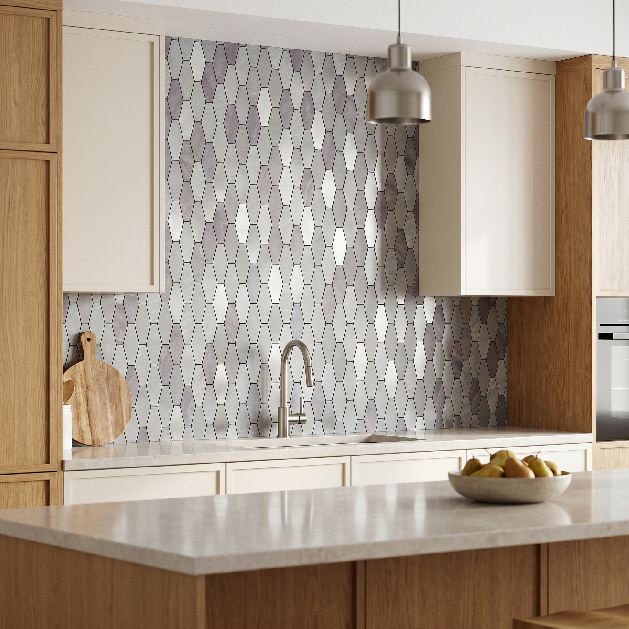 Picket Gray Peel & Stick Splashback | 30×30 cm | Self-Adhesive Mosaic Tile