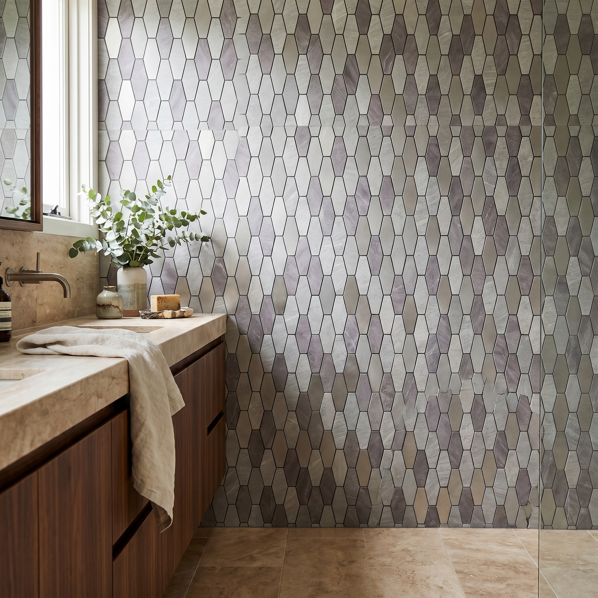 Picket Gray Peel & Stick Splashback | 30×30 cm | Self-Adhesive Mosaic Tile