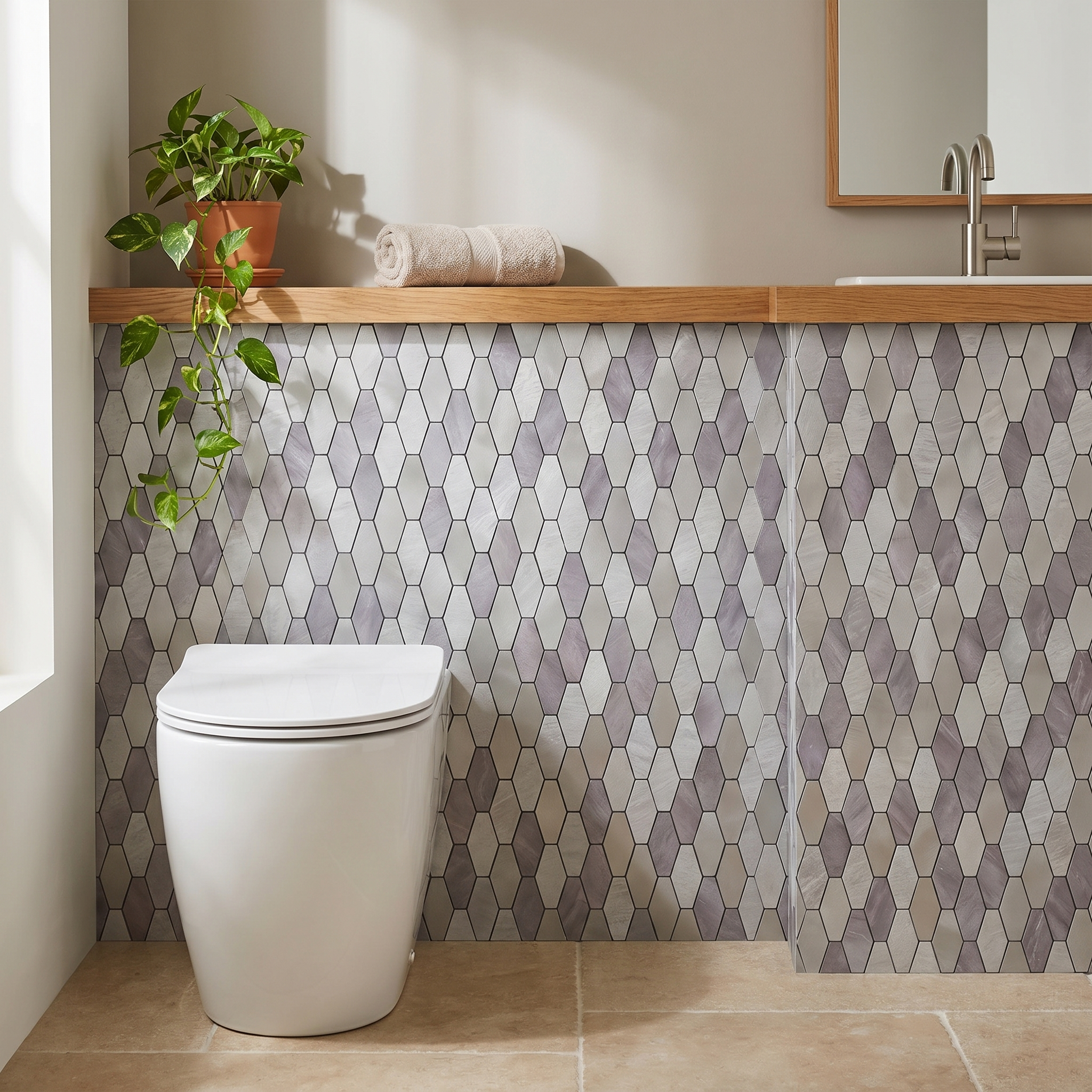 Picket Gray Peel & Stick Splashback | 30×30 cm | Self-Adhesive Mosaic Tile