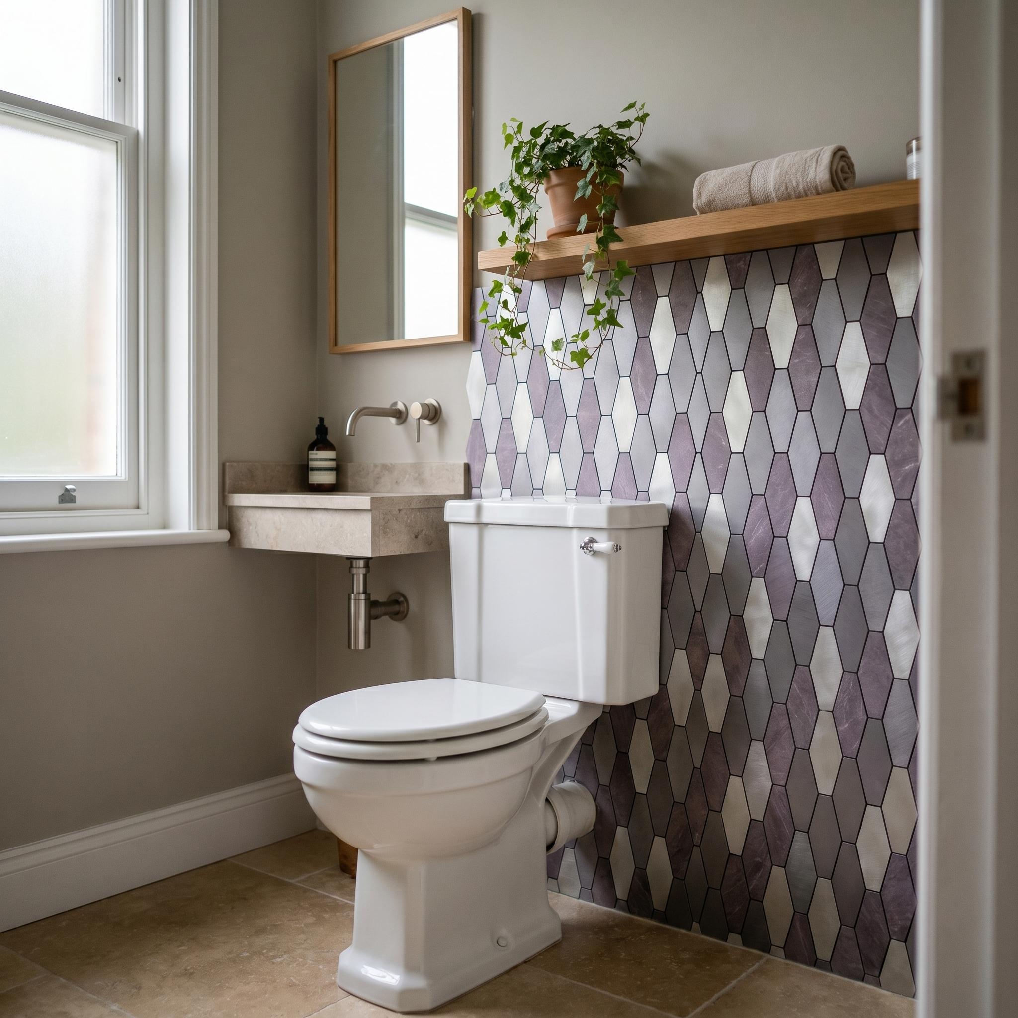 Picket Purple Peel & Stick Splashback | 30×30 cm | Self-Adhesive Mosaic Tile