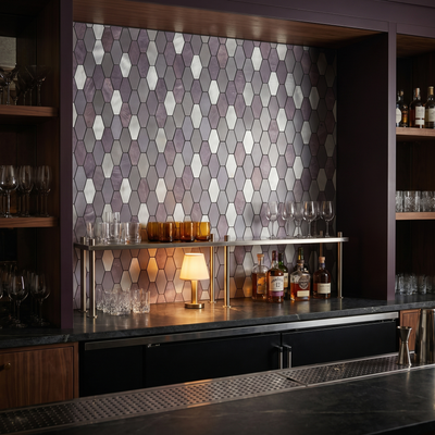 Picket Purple Peel & Stick Splashback | 30×30 cm | Self-Adhesive Mosaic Tile