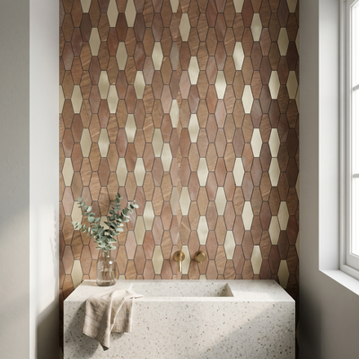 Picket Brown Peel & Stick Splashback | 30×30 cm | Self-Adhesive Mosaic Tile