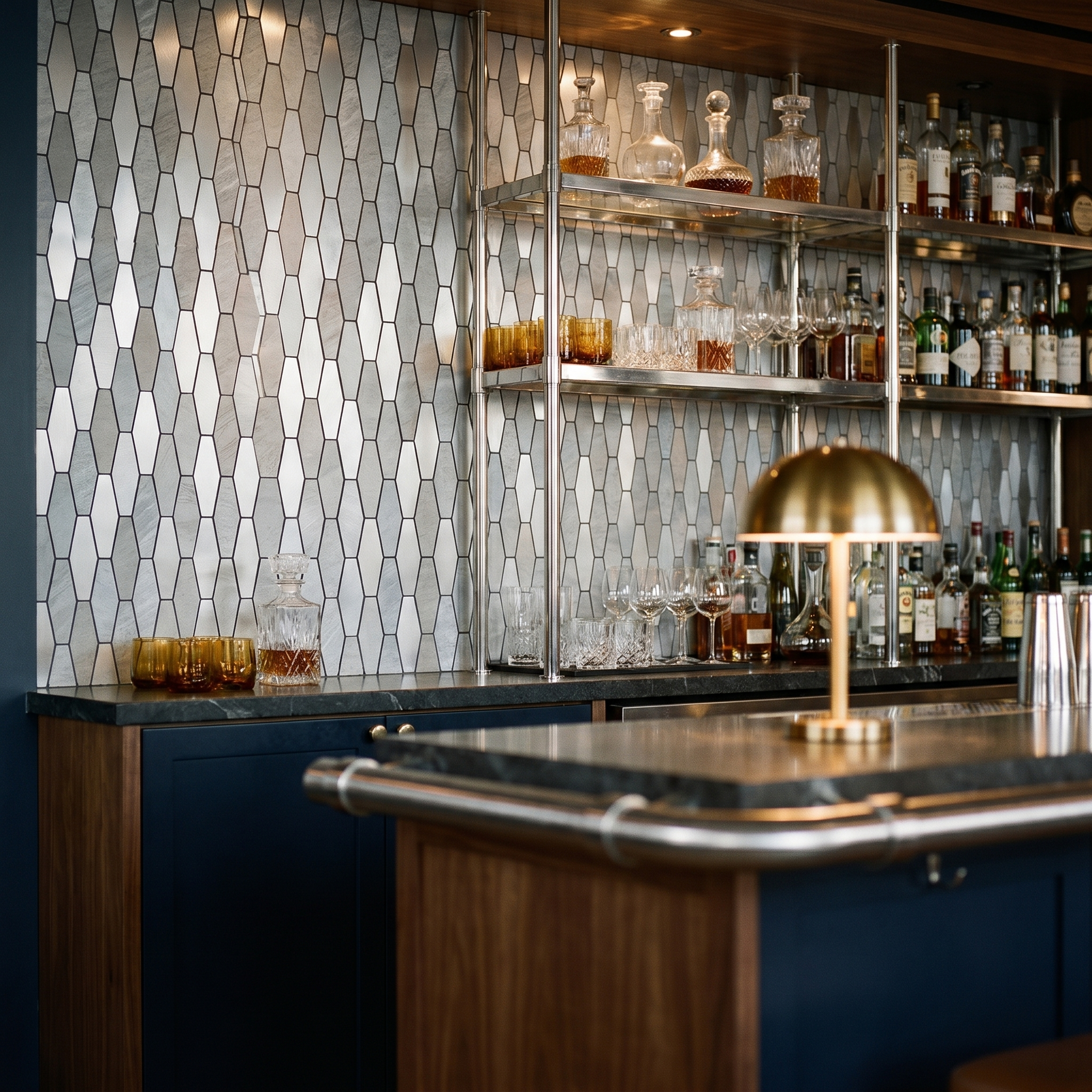Picket Silver Peel & Stick Splashback | 30×30 cm | Self-Adhesive Mosaic Tile