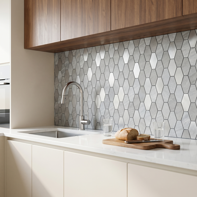 Picket Silver Peel & Stick Splashback | 30×30 cm | Self-Adhesive Mosaic Tile