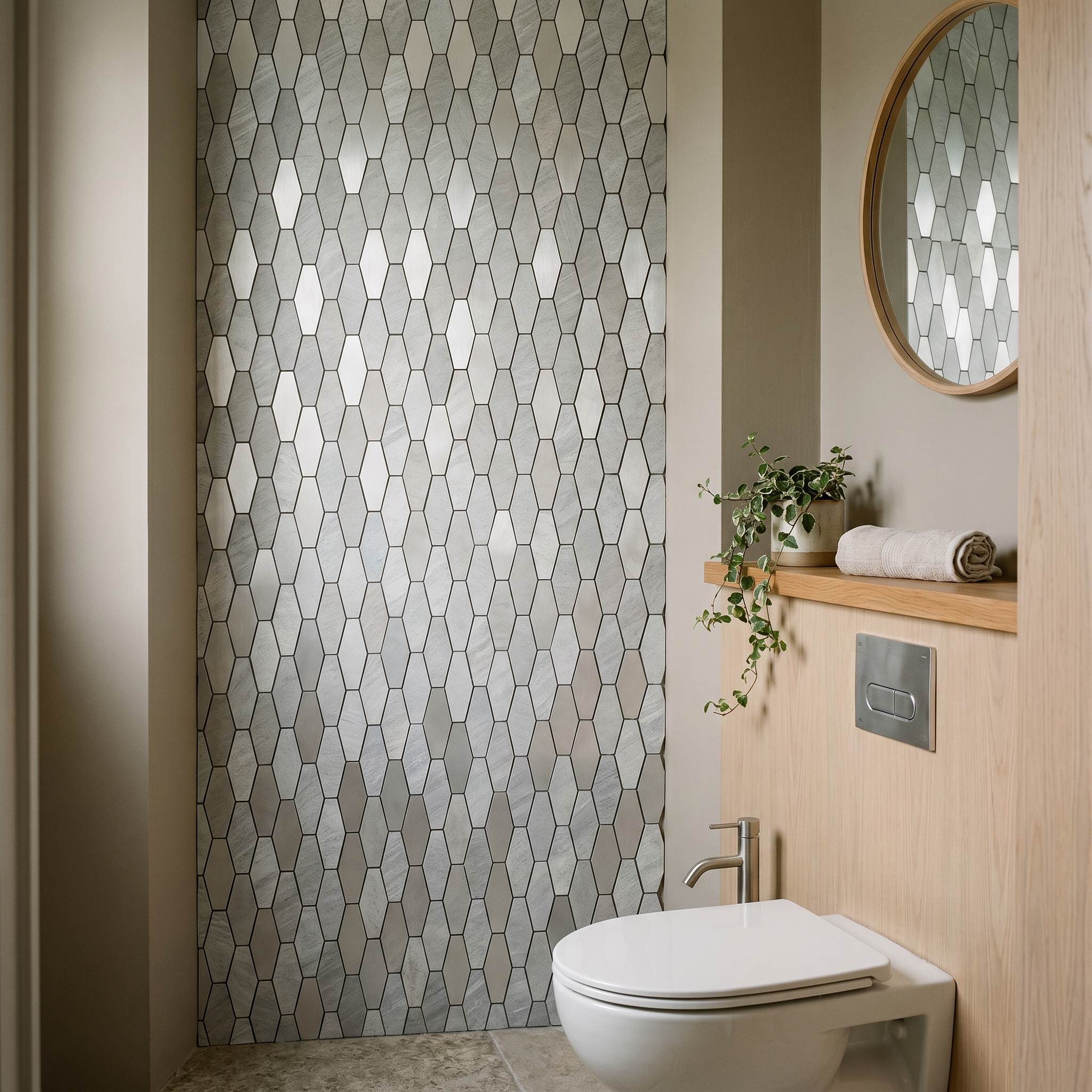 Picket Silver Peel & Stick Splashback | 30×30 cm | Self-Adhesive Mosaic Tile