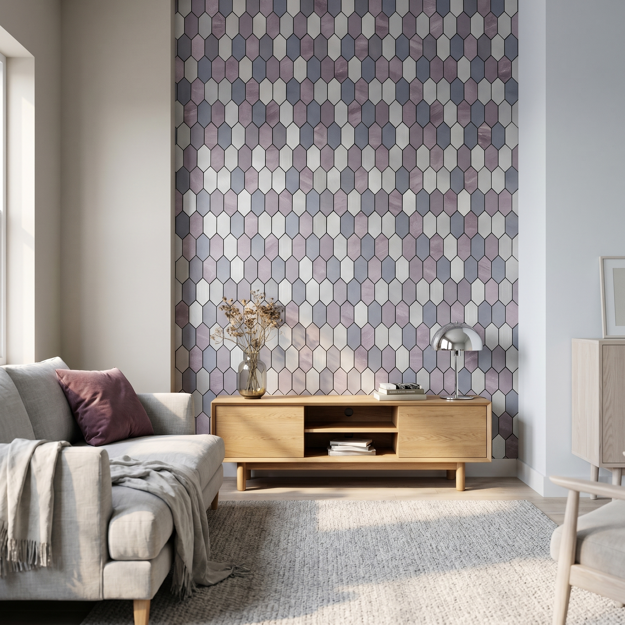 Picket Mauve Peel & Stick Splashback | 30×30 cm | Self-Adhesive Mosaic Tile