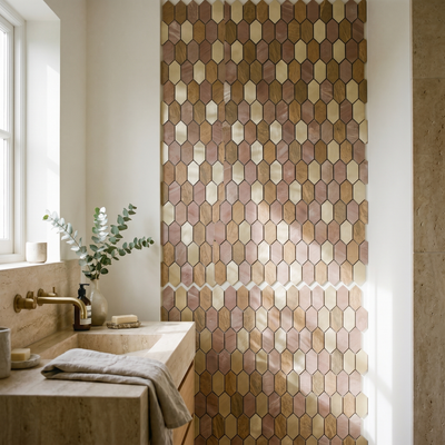 Picket Champagne Peel & Stick Splashback | 30×30 cm | Self-Adhesive Mosaic Tile