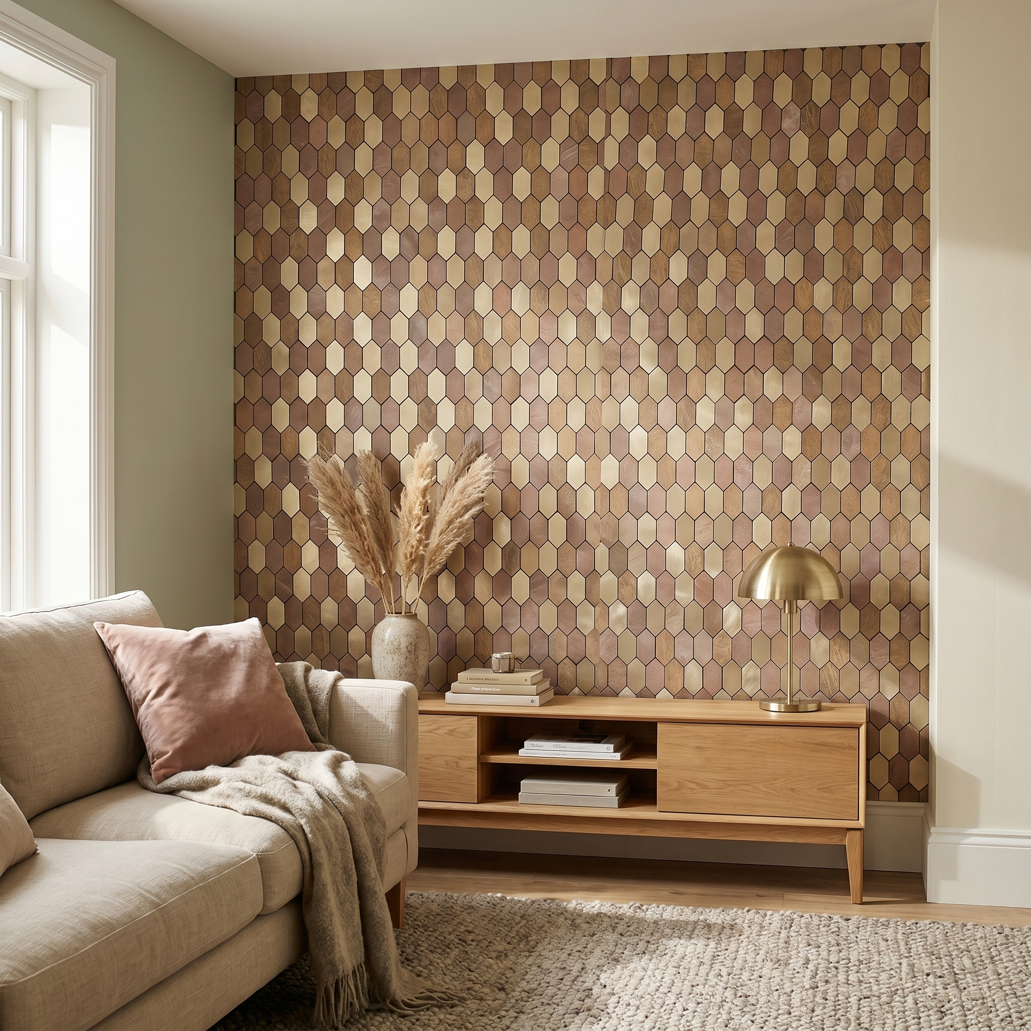 Picket Champagne Peel & Stick Splashback | 30×30 cm | Self-Adhesive Mosaic Tile