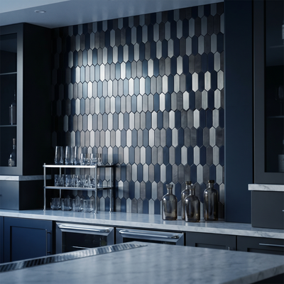 Picket Blue Peel & Stick Splashback | 28.2×27.3 cm | Self-Adhesive Mosaic Tile