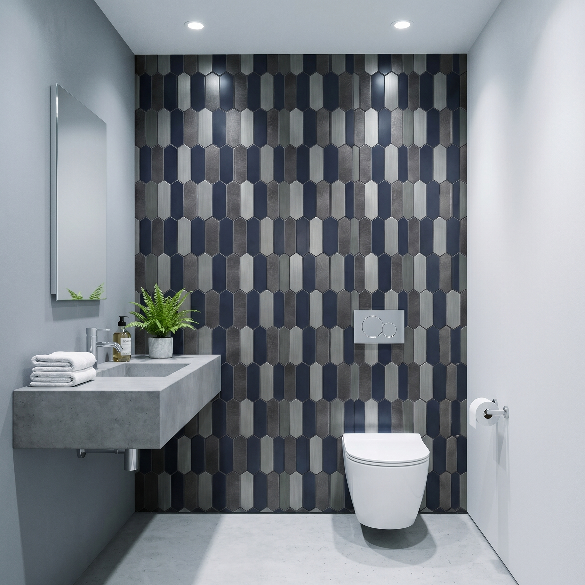 Picket Blue Peel & Stick Splashback | 28.2×27.3 cm | Self-Adhesive Mosaic Tile