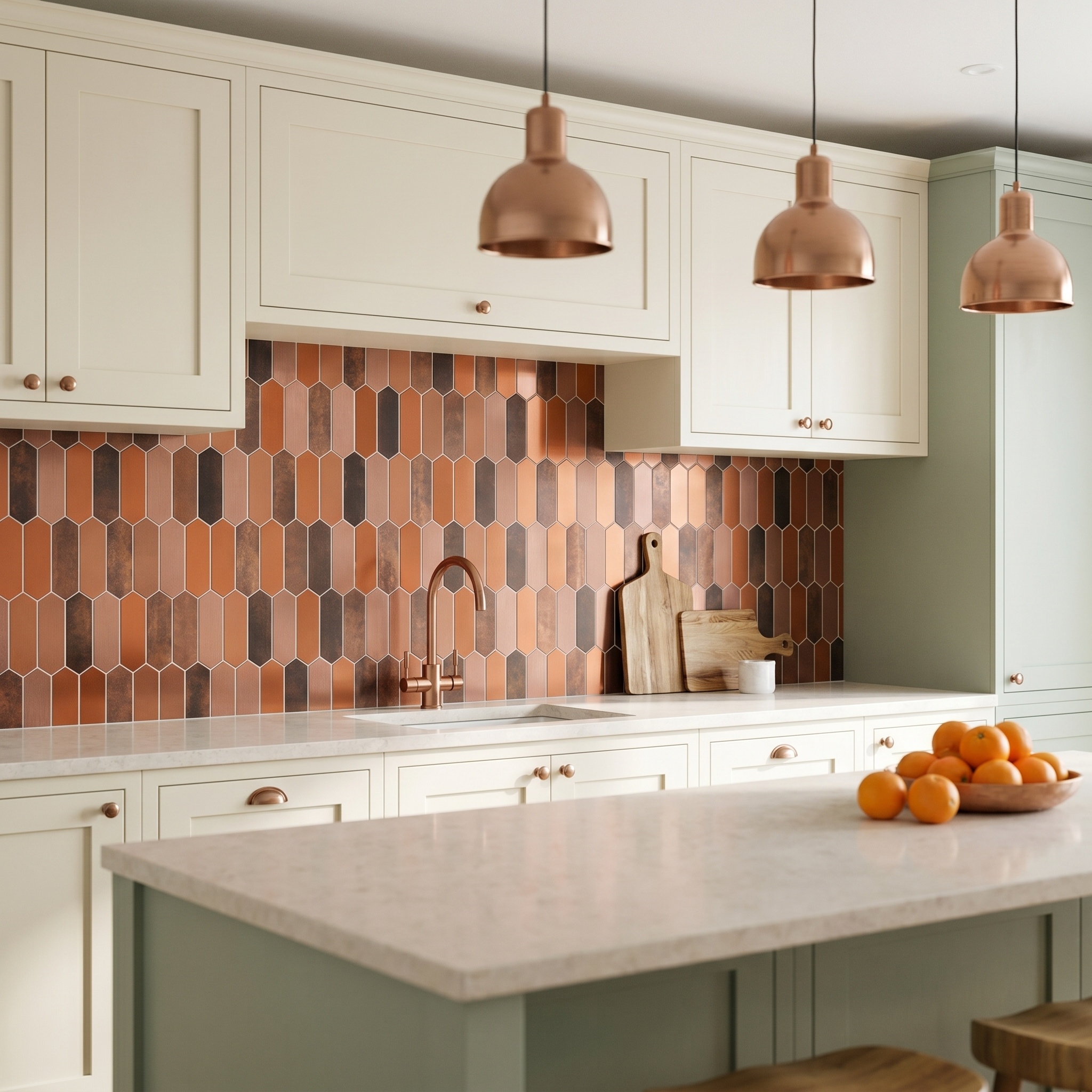 Picket Terracotta Peel & Stick Splashback | 28.2×27.3 cm | Self-Adhesive Mosaic Tile