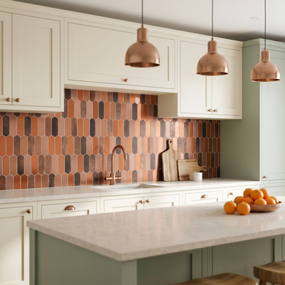 Picket Terracotta Peel & Stick Splashback | 28.2×27.3 cm | Self-Adhesive Mosaic Tile