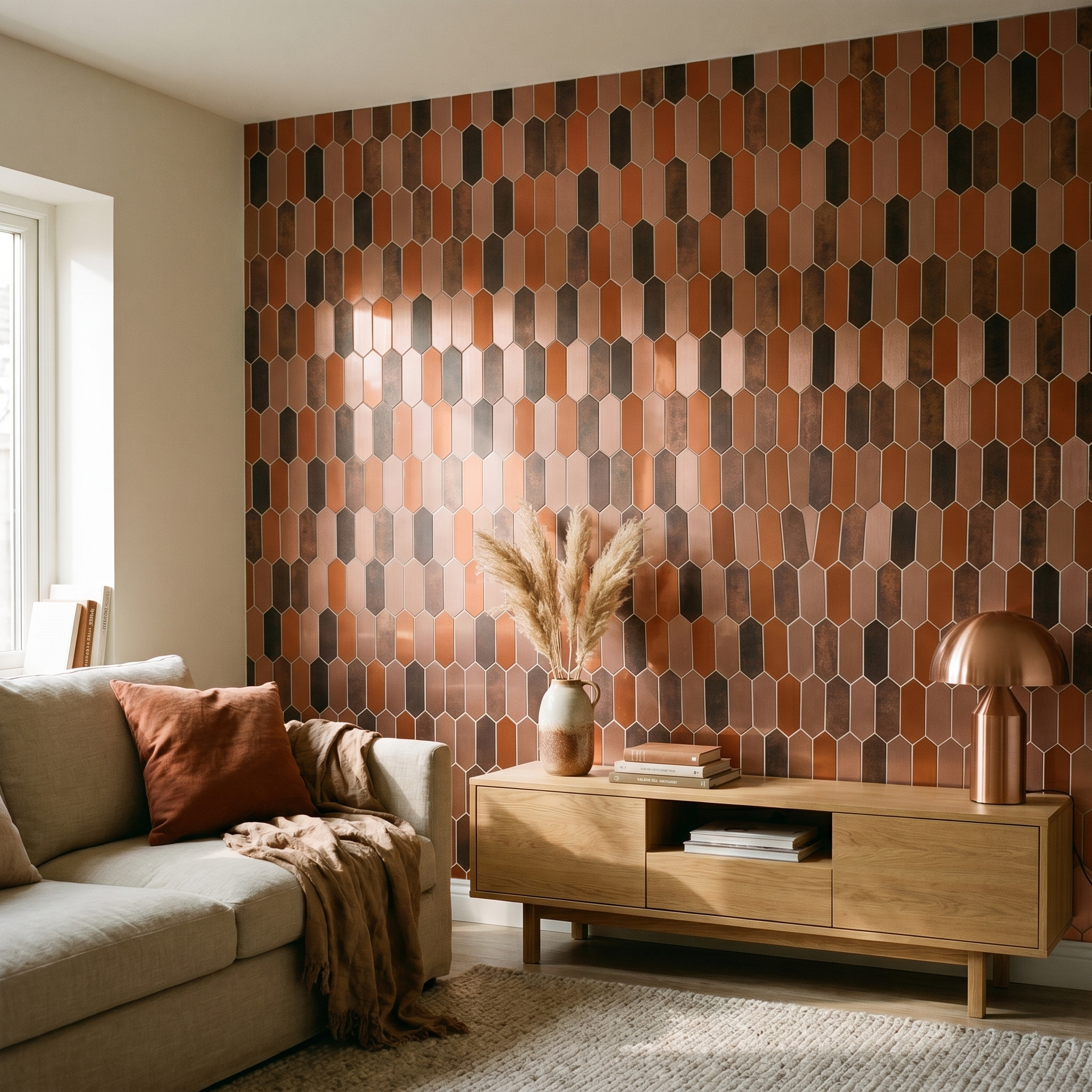 Picket Terracotta Peel & Stick Splashback | 28.2×27.3 cm | Self-Adhesive Mosaic Tile