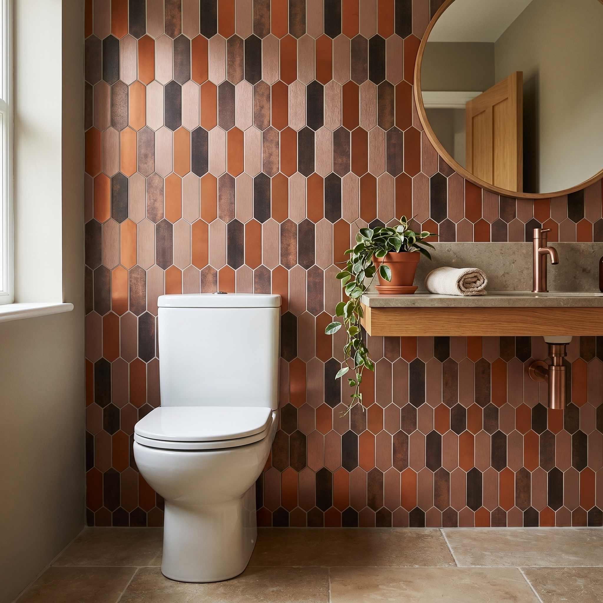 Picket Terracotta Peel & Stick Splashback | 28.2×27.3 cm | Self-Adhesive Mosaic Tile
