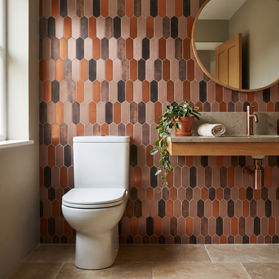 Picket Terracotta Peel & Stick Splashback | 28.2×27.3 cm | Self-Adhesive Mosaic Tile