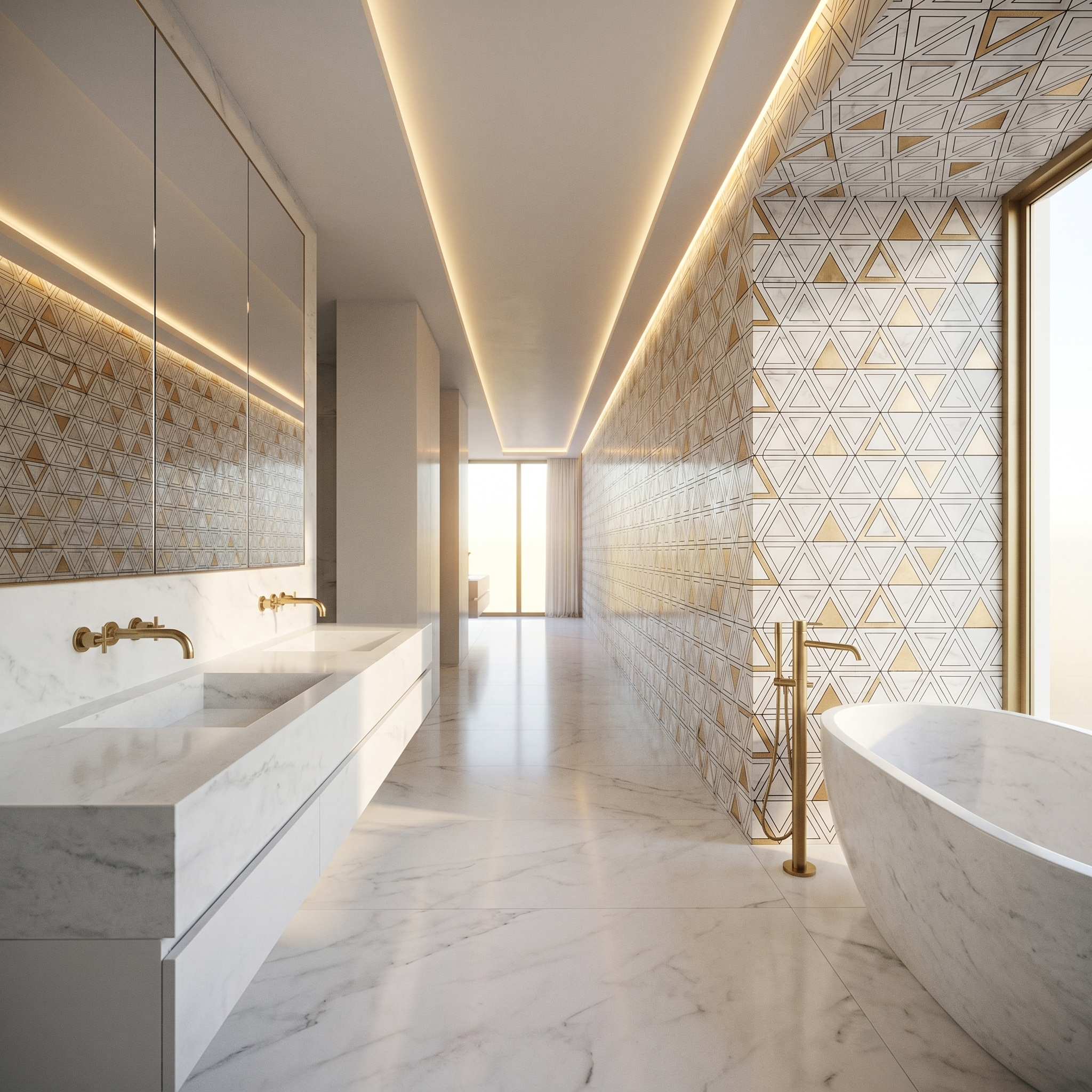 Triangle Gold Peel & Stick Splashback | 28.7×33.1 cm | Self-Adhesive Mosaic Tile