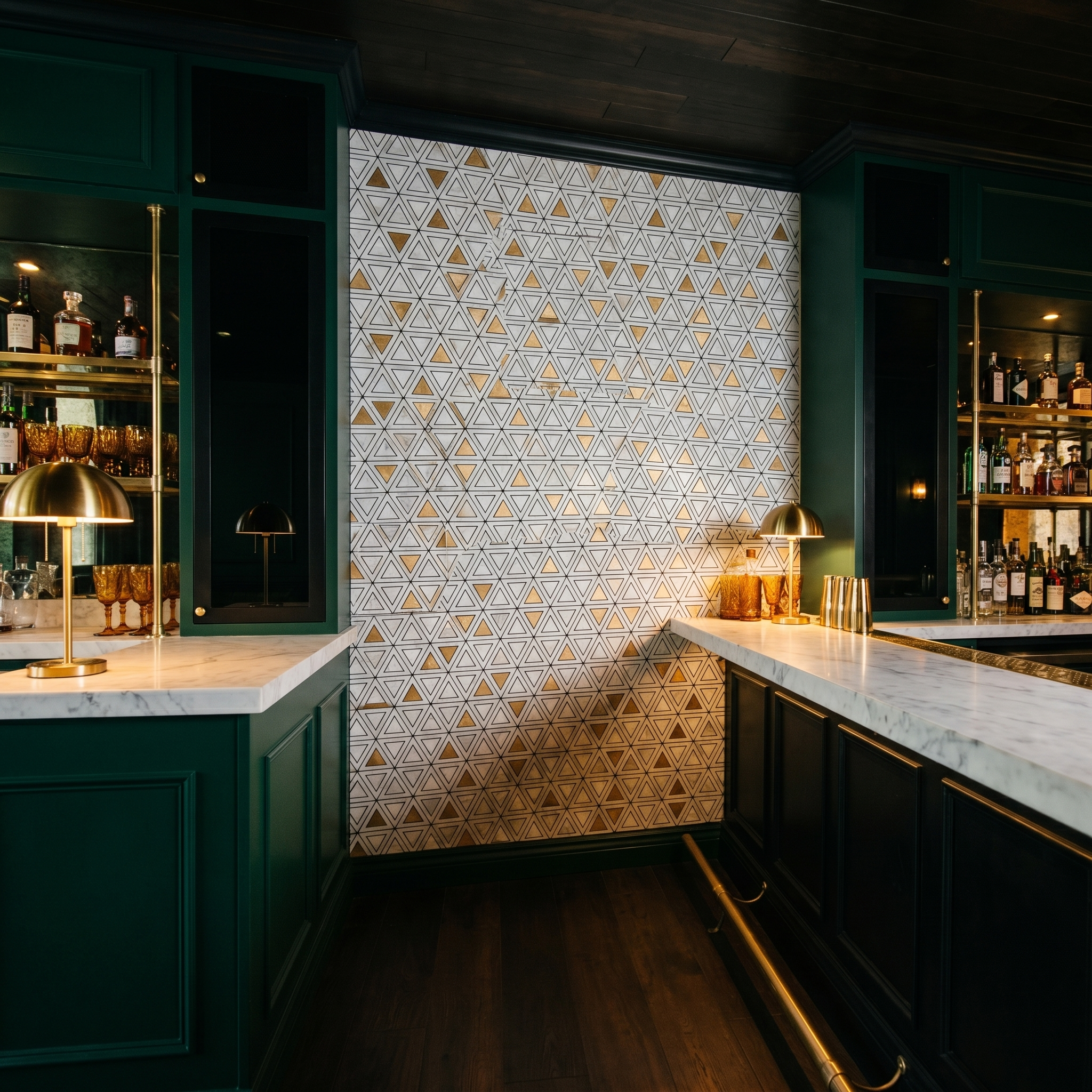 Triangle Gold Peel & Stick Splashback | 28.7×33.1 cm | Self-Adhesive Mosaic Tile
