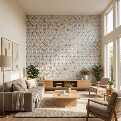 Triangle Gold Peel & Stick Splashback | 28.7×33.1 cm | Self-Adhesive Mosaic Tile