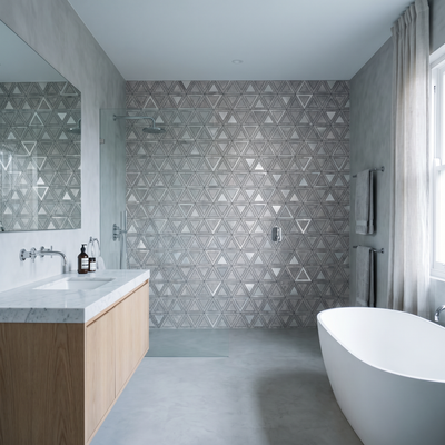 Triangle Gray Silver Peel & Stick Splashback | 28.7×33.1 cm | Self-Adhesive Mosaic Tile