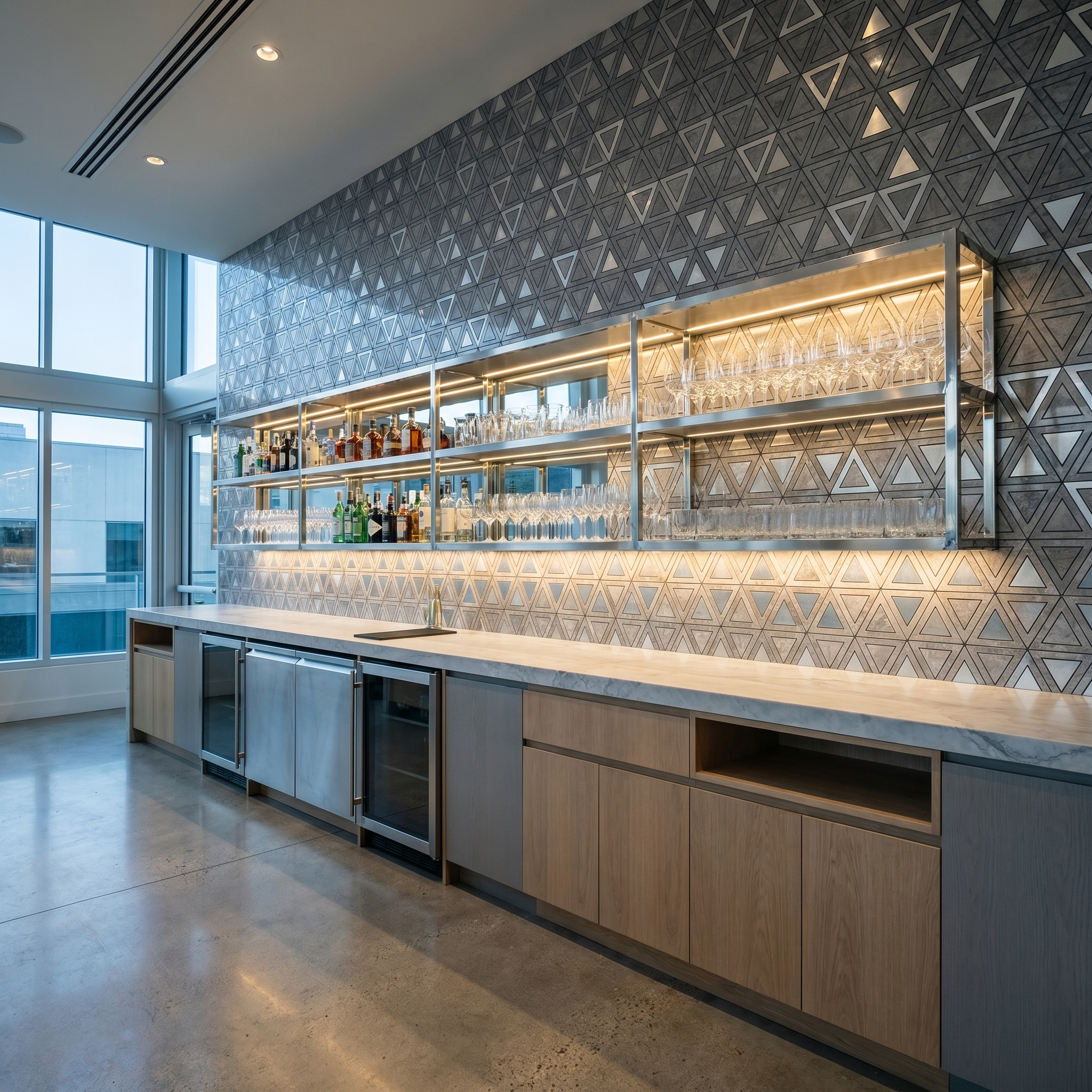 Triangle Gray Silver Peel & Stick Splashback | 28.7×33.1 cm | Self-Adhesive Mosaic Tile