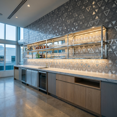 Triangle Gray Silver Peel & Stick Splashback | 28.7×33.1 cm | Self-Adhesive Mosaic Tile