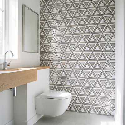 Triangle Gray White-Silver Peel & Stick Splashback | 28.7×33.1 cm | Self-Adhesive Mosaic Tile
