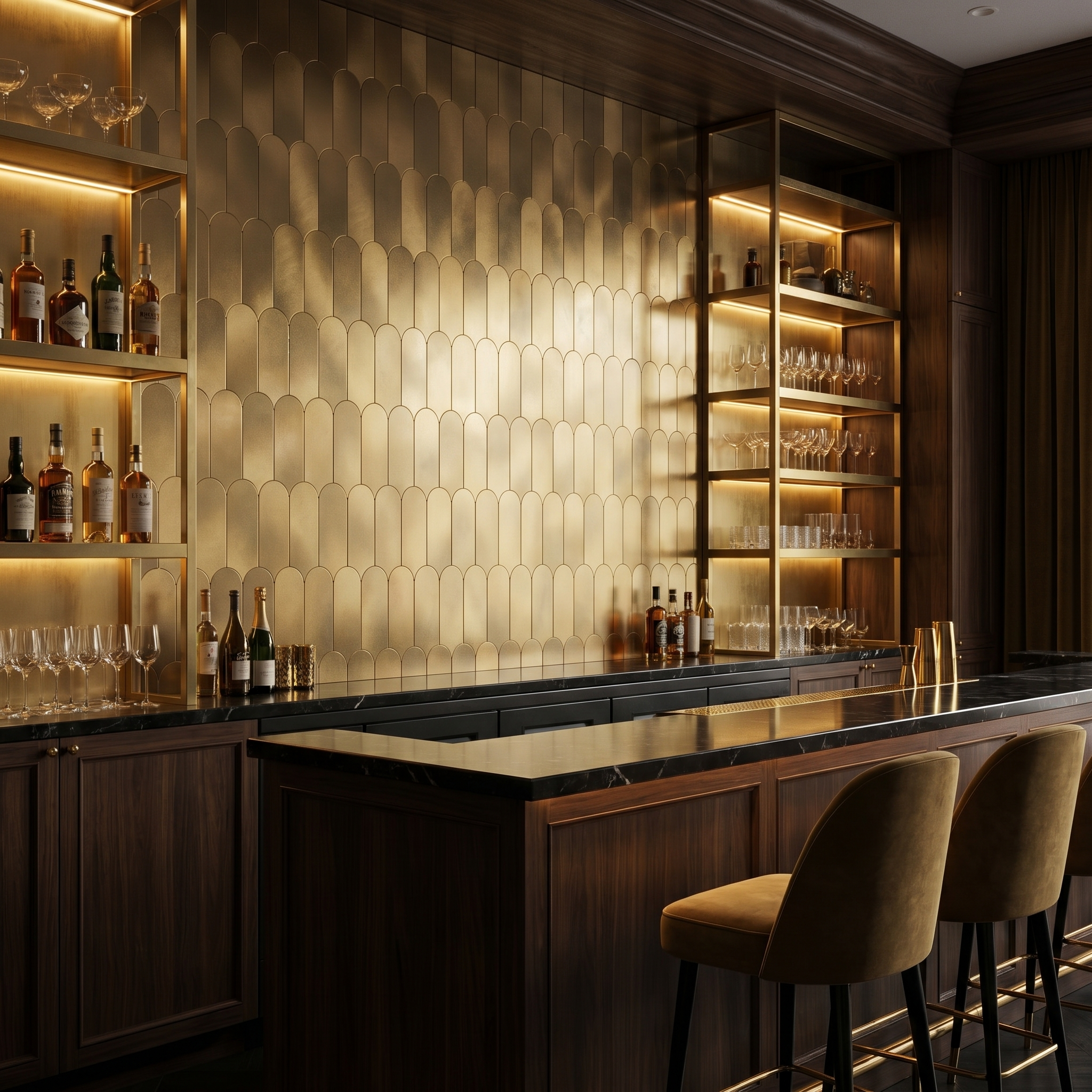 Arch Gold Peel & Stick Splashback | 28.8×29.8 cm | Self-Adhesive Mosaic Tile