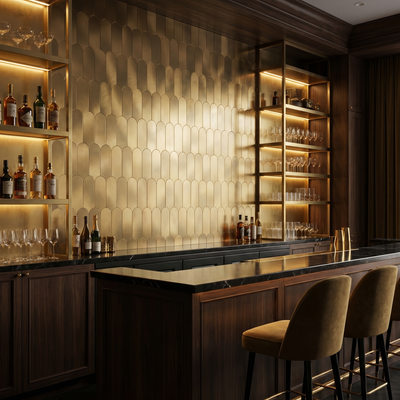 Arch Gold Peel & Stick Splashback | 28.8×29.8 cm | Self-Adhesive Mosaic Tile