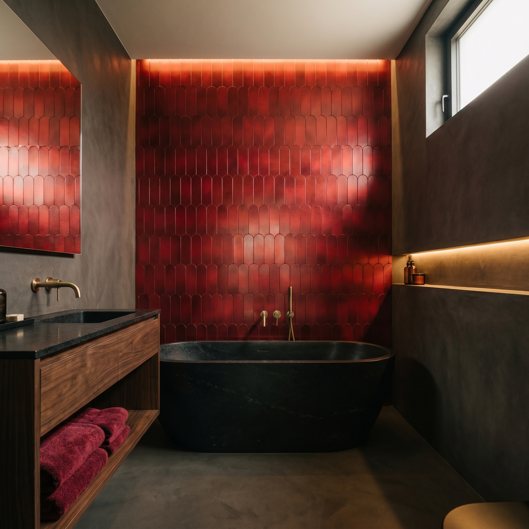 Arch Red Peel & Stick Splashback | 28.8×29.8 cm | Self-Adhesive Mosaic Tile
