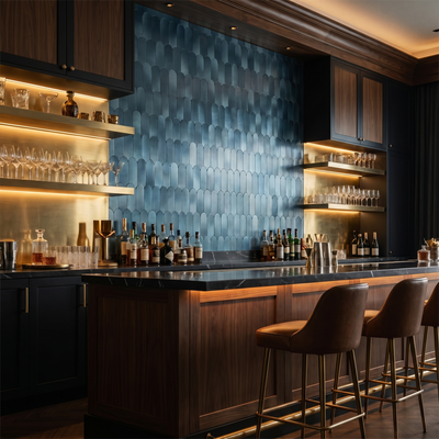 Arch Blue Peel & Stick Splashback | 28.8×29.8 cm | Self-Adhesive Mosaic Tile