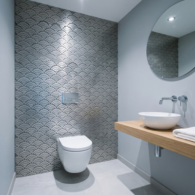 Fan Silver Peel & Stick Splashback | 26.8×28.1 cm | Self-Adhesive Mosaic Tile