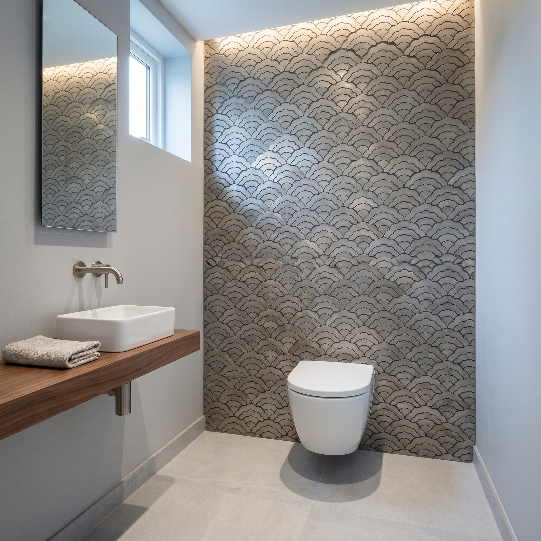 Fan Gray Peel & Stick Splashback | 26.8×28.1 cm | Self-Adhesive Mosaic Tile