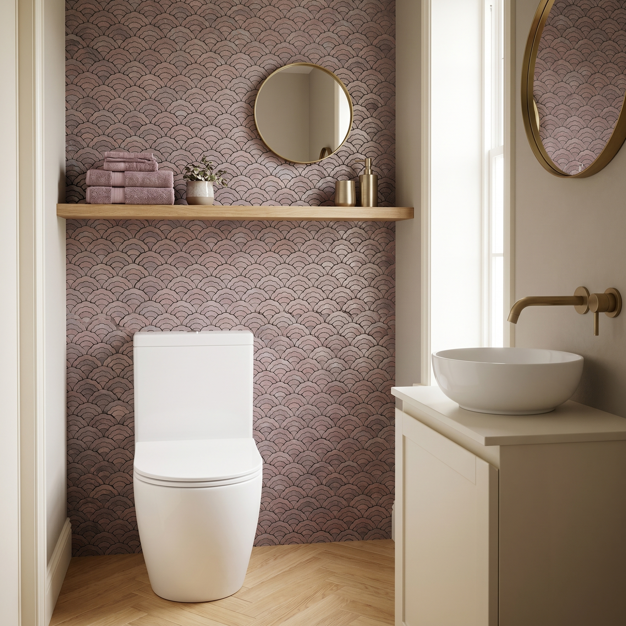 Fan Mauve Peel & Stick Splashback | 26.8×28.1 cm | Self-Adhesive Mosaic Tile