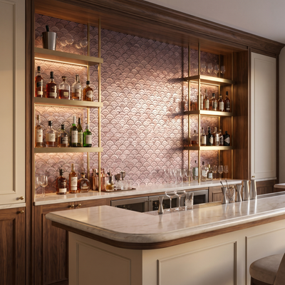 Fan Mauve Peel & Stick Splashback | 26.8×28.1 cm | Self-Adhesive Mosaic Tile