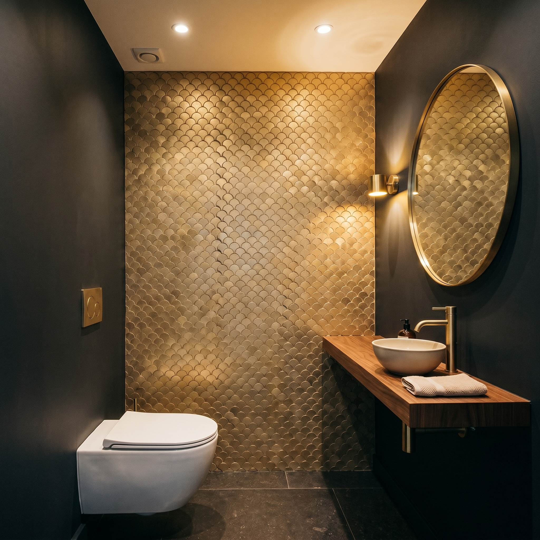 Fish Scale 3D Gold Peel & Stick Splashback | 28.8×29.8 cm | Self-Adhesive Mosaic Tile