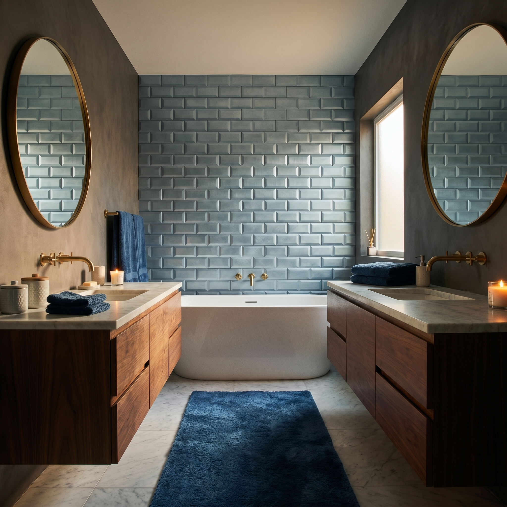 Subway 3D Blue Peel & Stick Splashback | 30.5×30.5 cm | Self-Adhesive Mosaic Tile