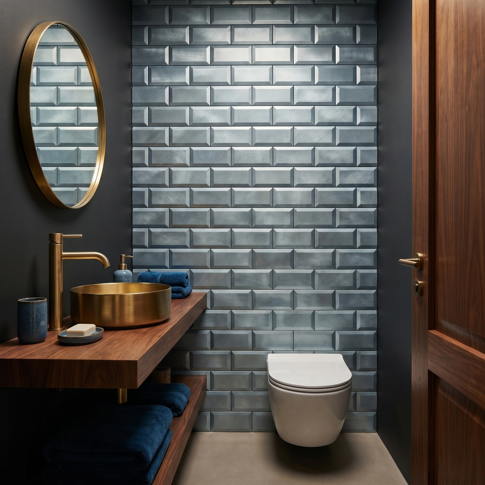 Subway 3D Blue Peel & Stick Splashback | 30.5×30.5 cm | Self-Adhesive Mosaic Tile