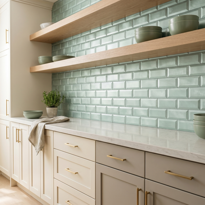 Subway 3D Pastel Green Peel & Stick Splashback | 30.5×30.5 cm | Self-Adhesive Mosaic Tile