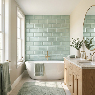 Subway 3D Pastel Green Peel & Stick Splashback | 30.5×30.5 cm | Self-Adhesive Mosaic Tile