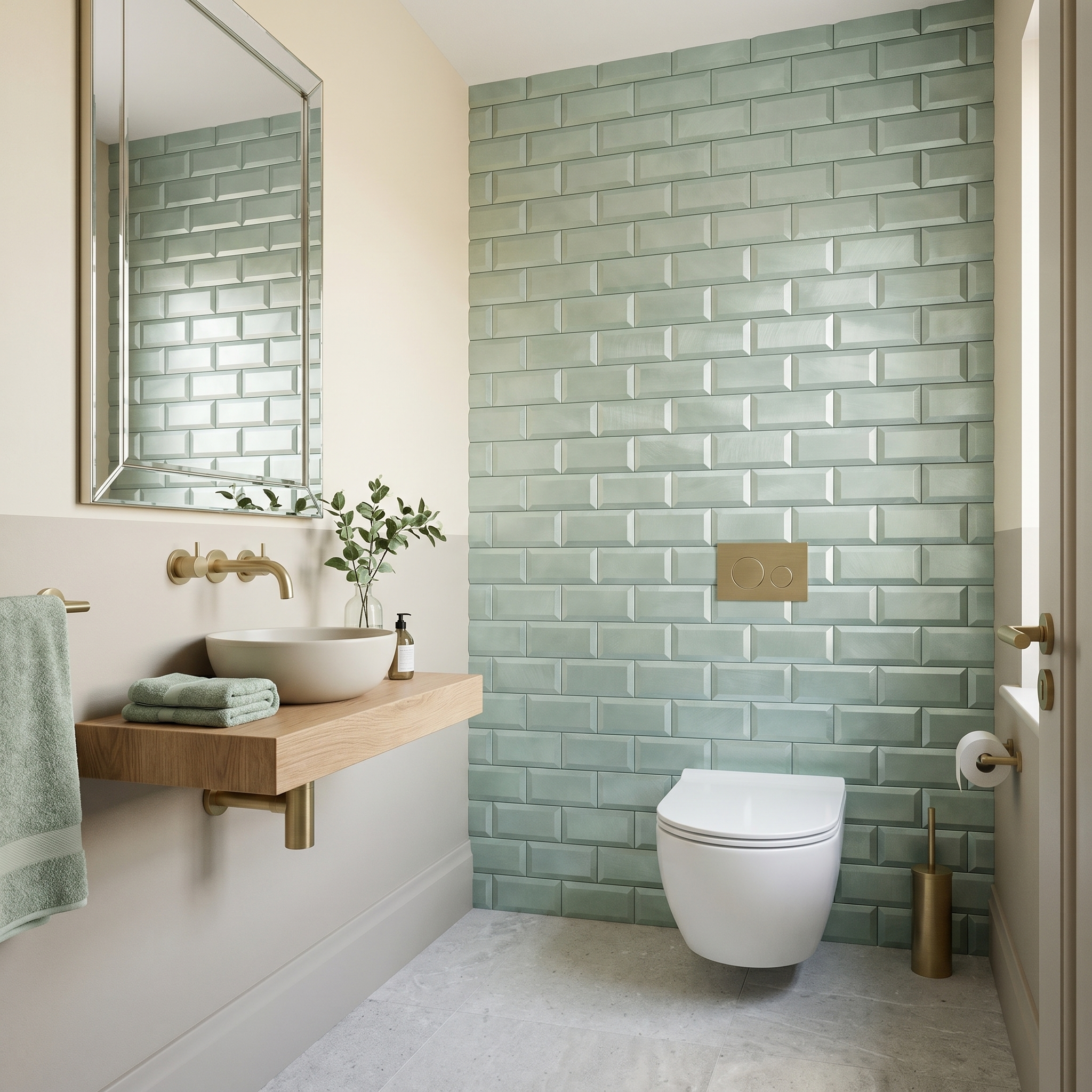 Subway 3D Pastel Green Peel & Stick Splashback | 30.5×30.5 cm | Self-Adhesive Mosaic Tile