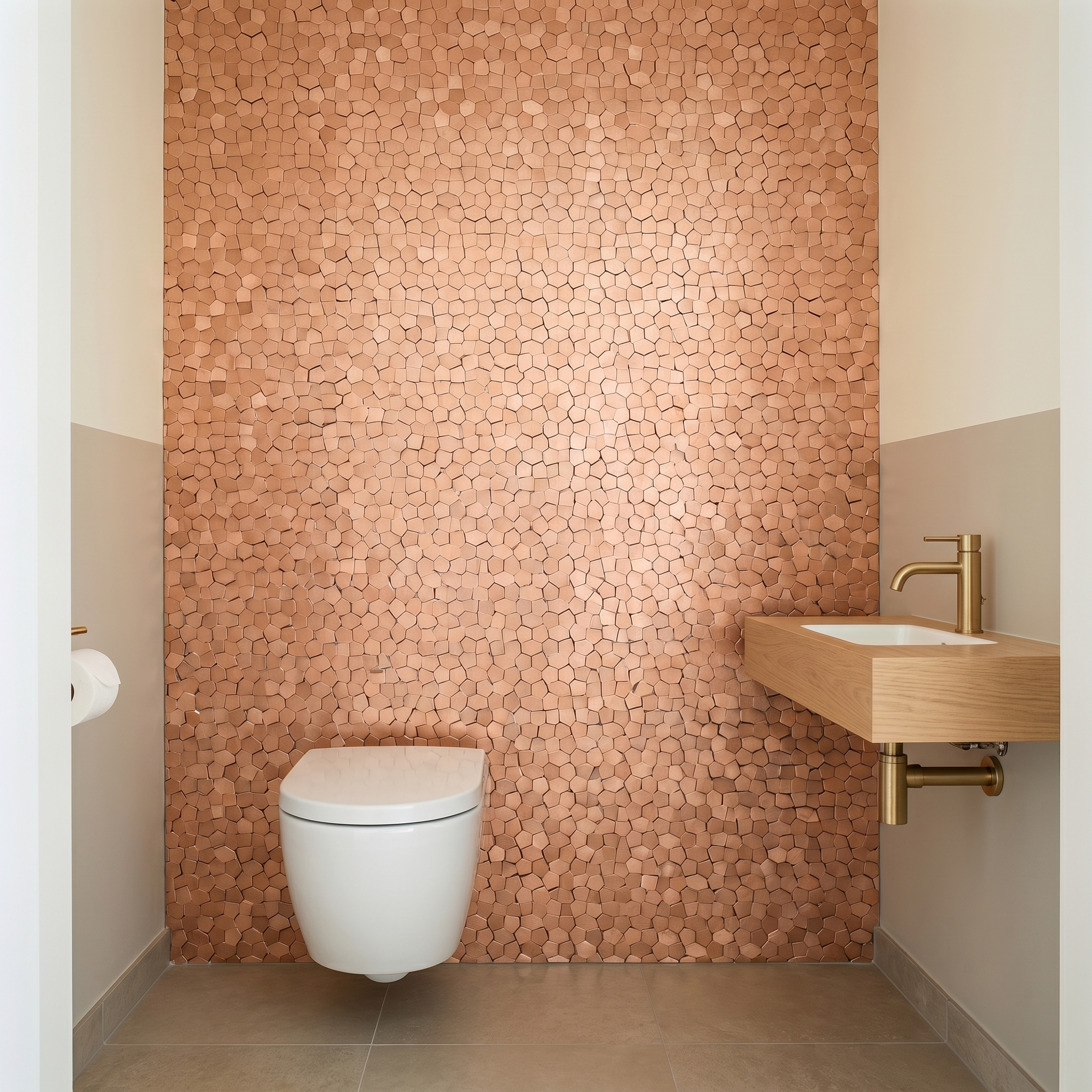 Pentagon 3D Salmon Peel & Stick Splashback | 28.2×28.2 cm | Self-Adhesive Mosaic Tile