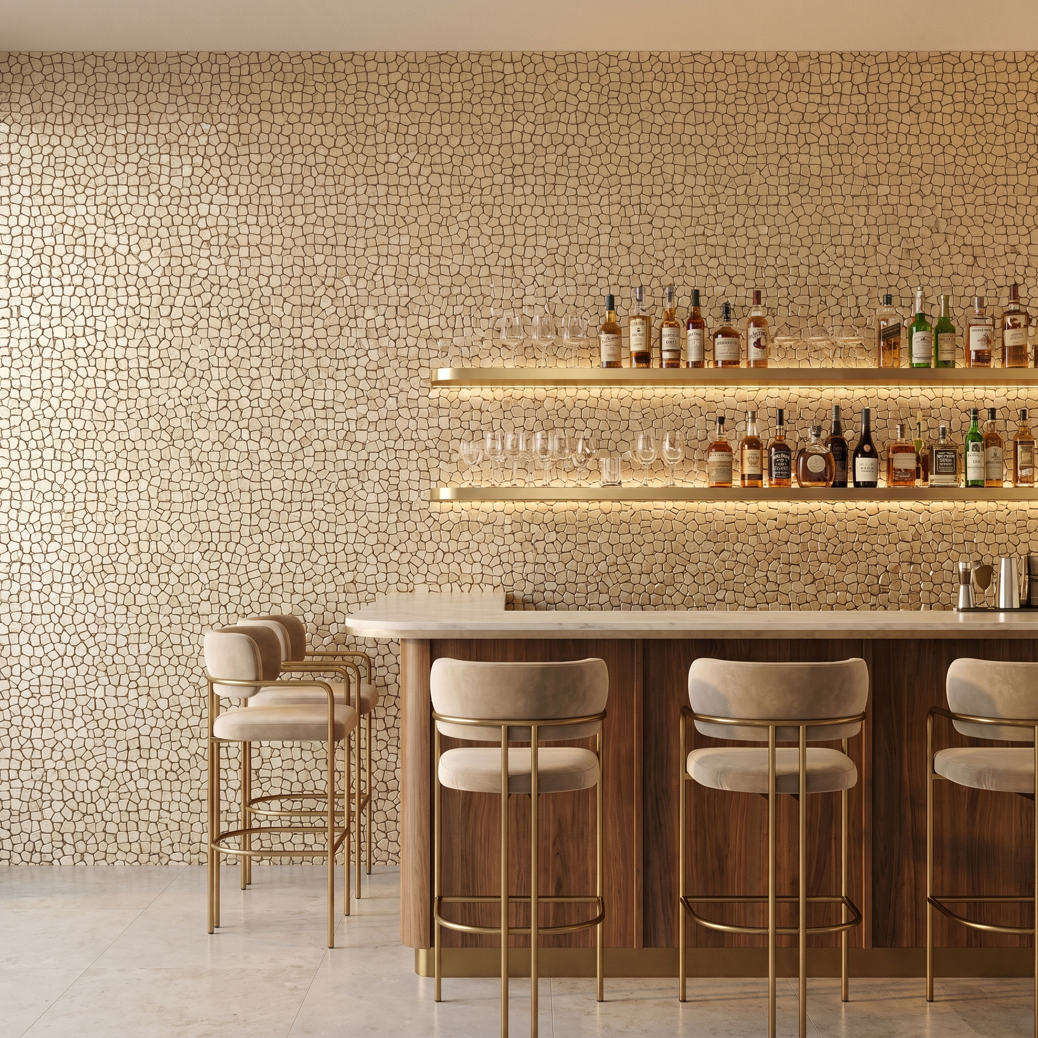 Pentagon 3D Champagne Peel & Stick Splashback | 28.2×28.2 cm | Self-Adhesive Mosaic Tile