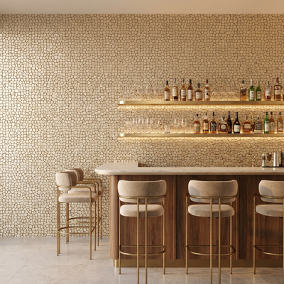 Pentagon 3D Champagne Peel & Stick Splashback | 28.2×28.2 cm | Self-Adhesive Mosaic Tile