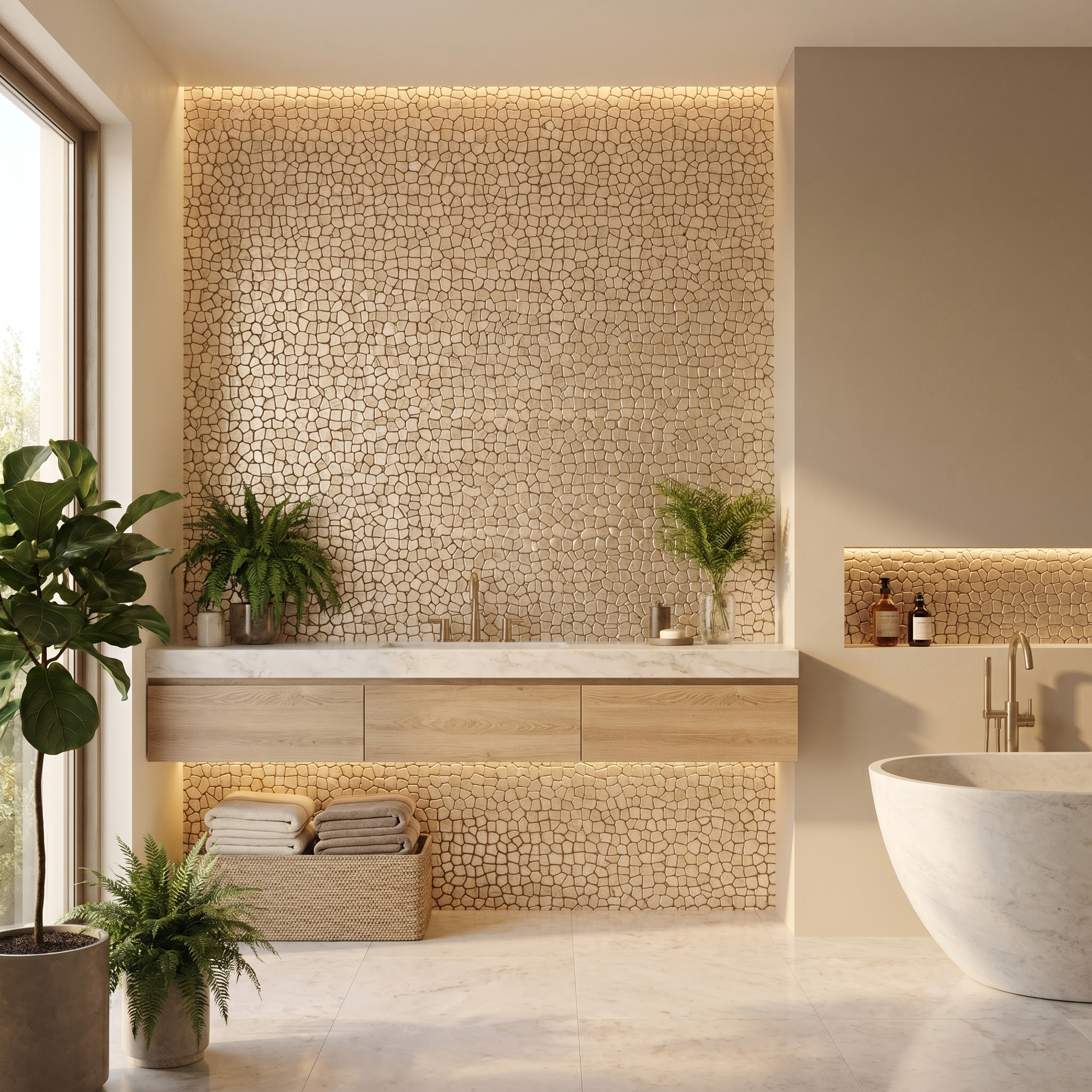 Pentagon 3D Champagne Peel & Stick Splashback | 28.2×28.2 cm | Self-Adhesive Mosaic Tile