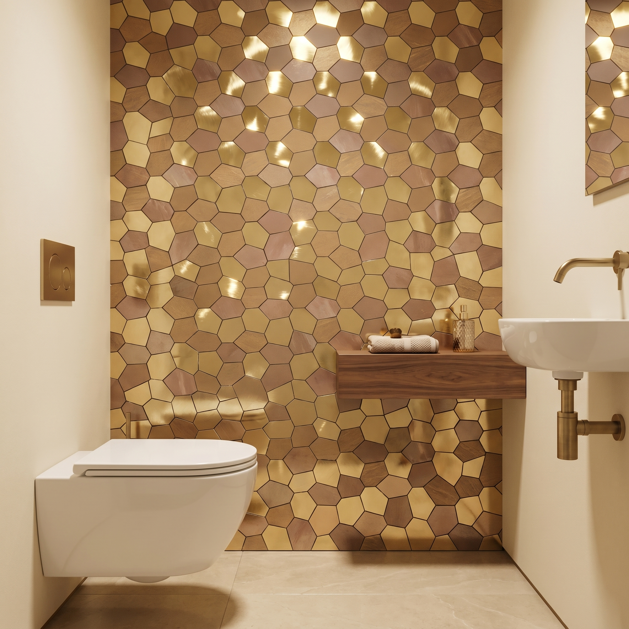 Polygon Gold Peel & Stick Splashback | 30×26.2 cm | Self-Adhesive Mosaic Tile